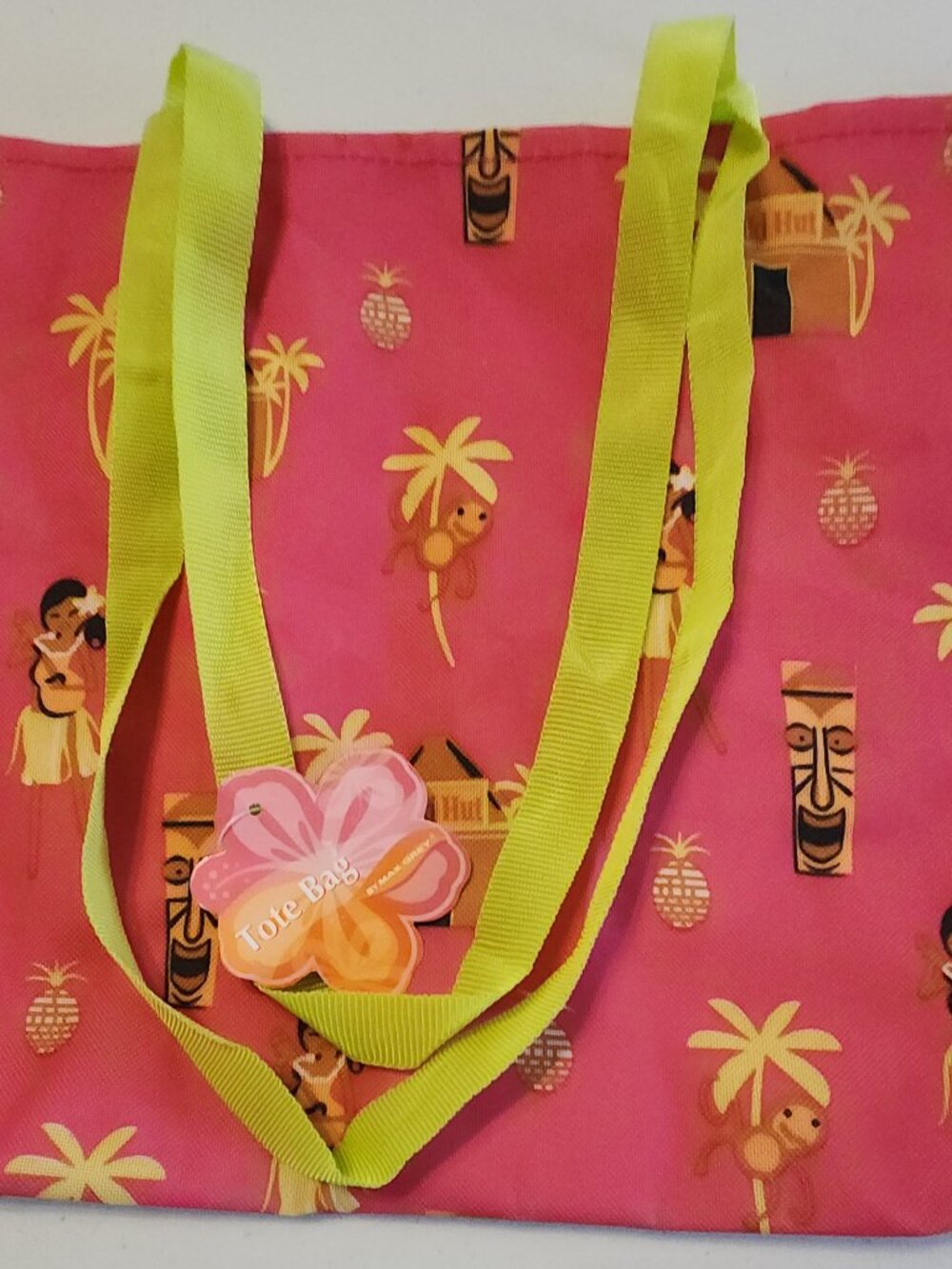 Tiki Hut Bag Purse Tote Pink Lightweight Hawaiian Beach Island Sportswear